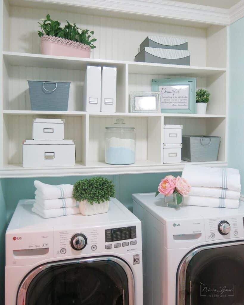 Amazing Modern Farmhouse Shelf for above Washer and Dryer! - The