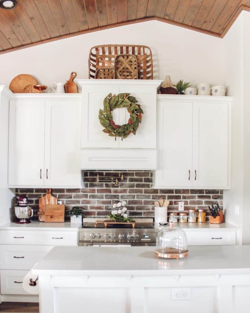 farmhouse decor above kitchen cabinets