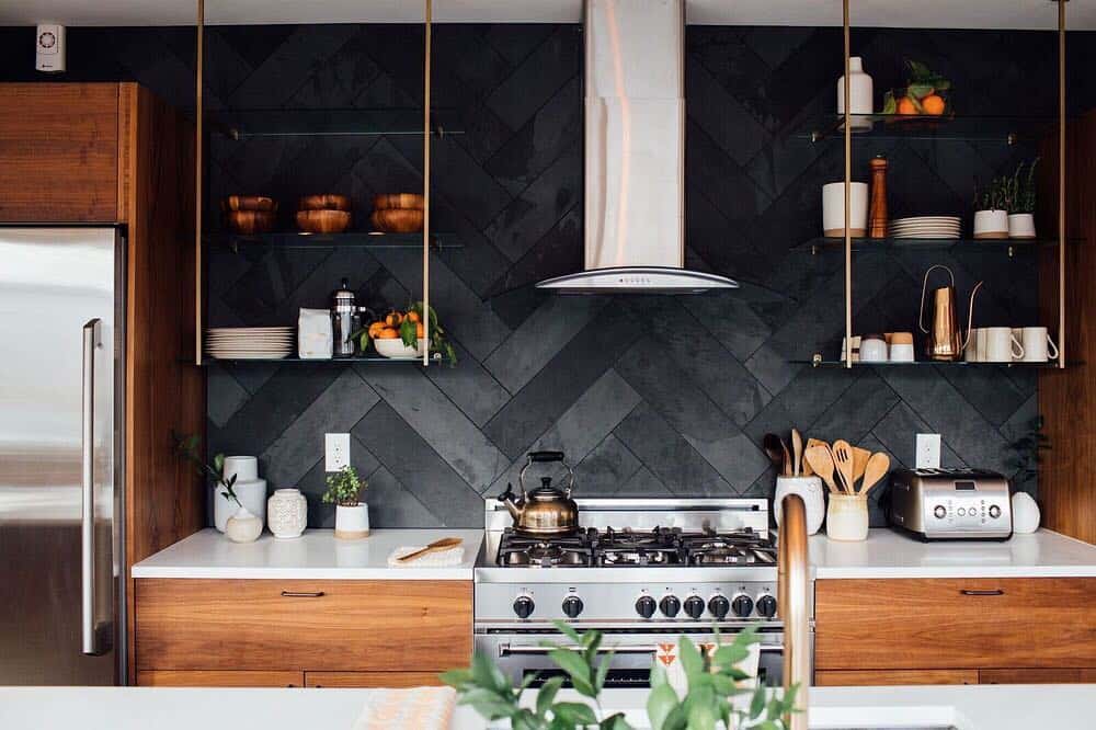Black Kitchen Backsplash