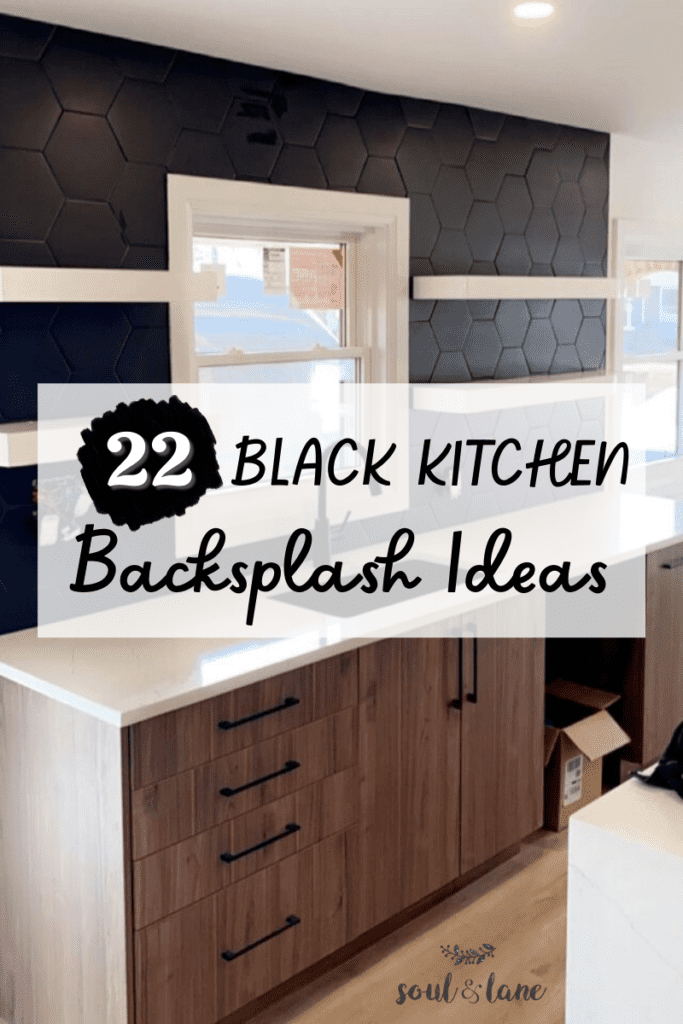 black kitchen backsplash
