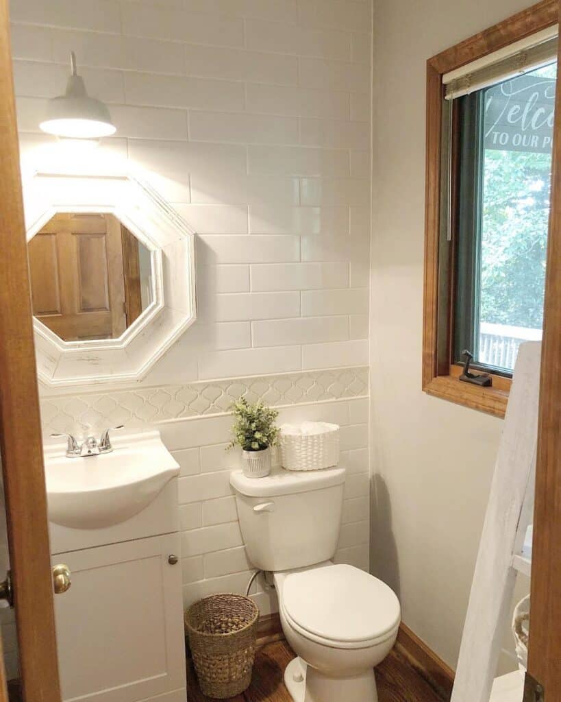 White Bathroom Ideas with Wood Accents