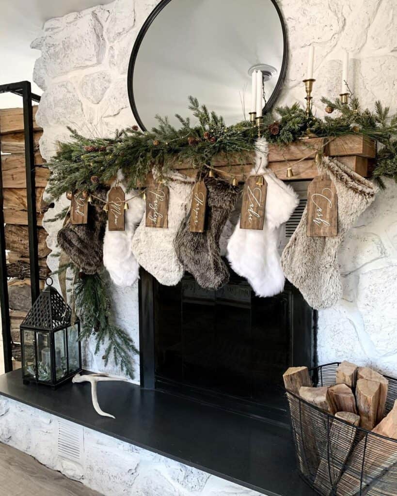 Round Mirror Over Fireplace