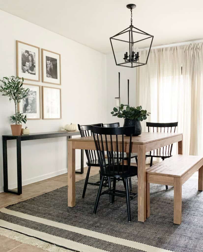 Farmhouse Dining Table and Chairs with a Bench