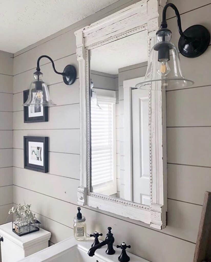 White Bathroom with Black Accents