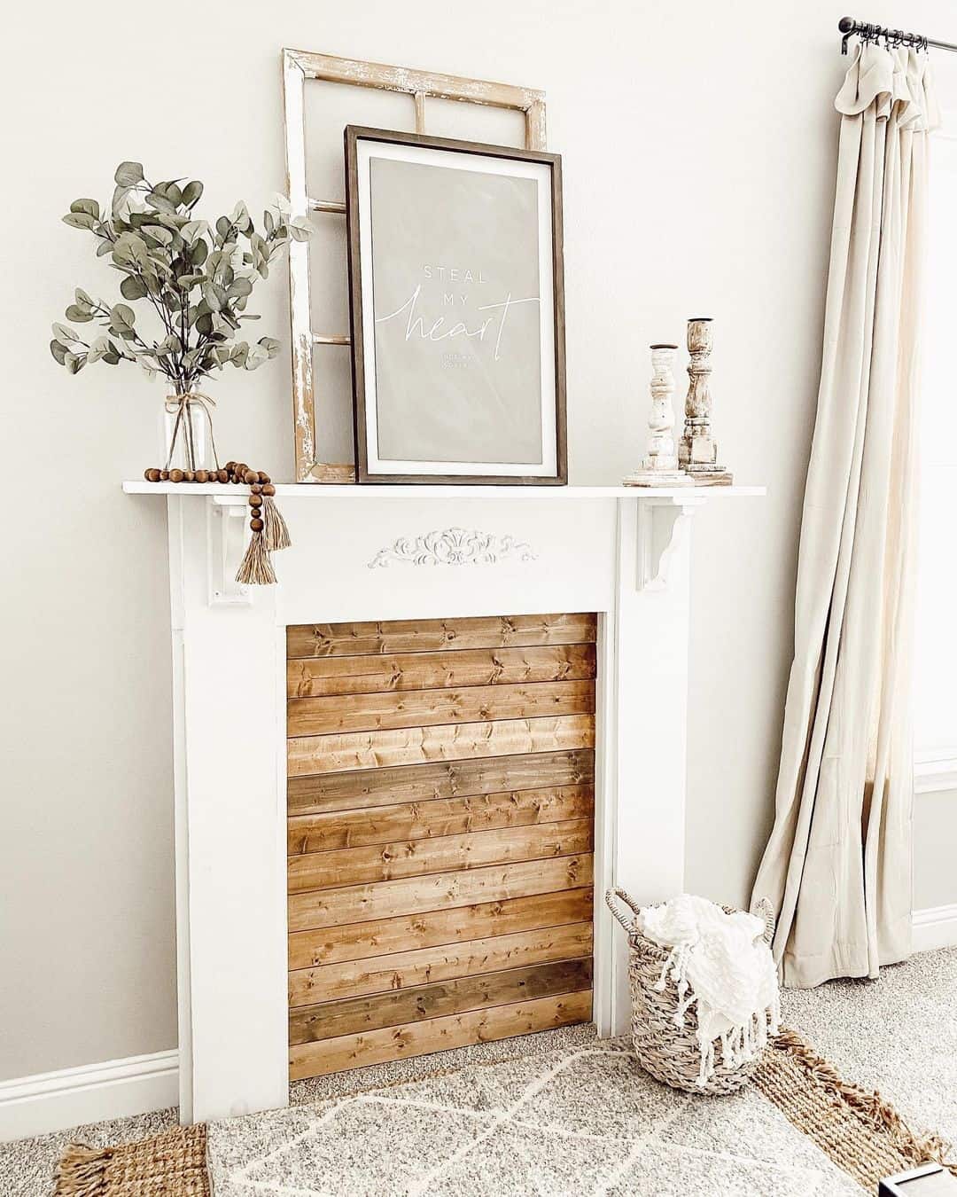 Agreeable Gray Wall with White Fireplace - Soul &amp; Lane