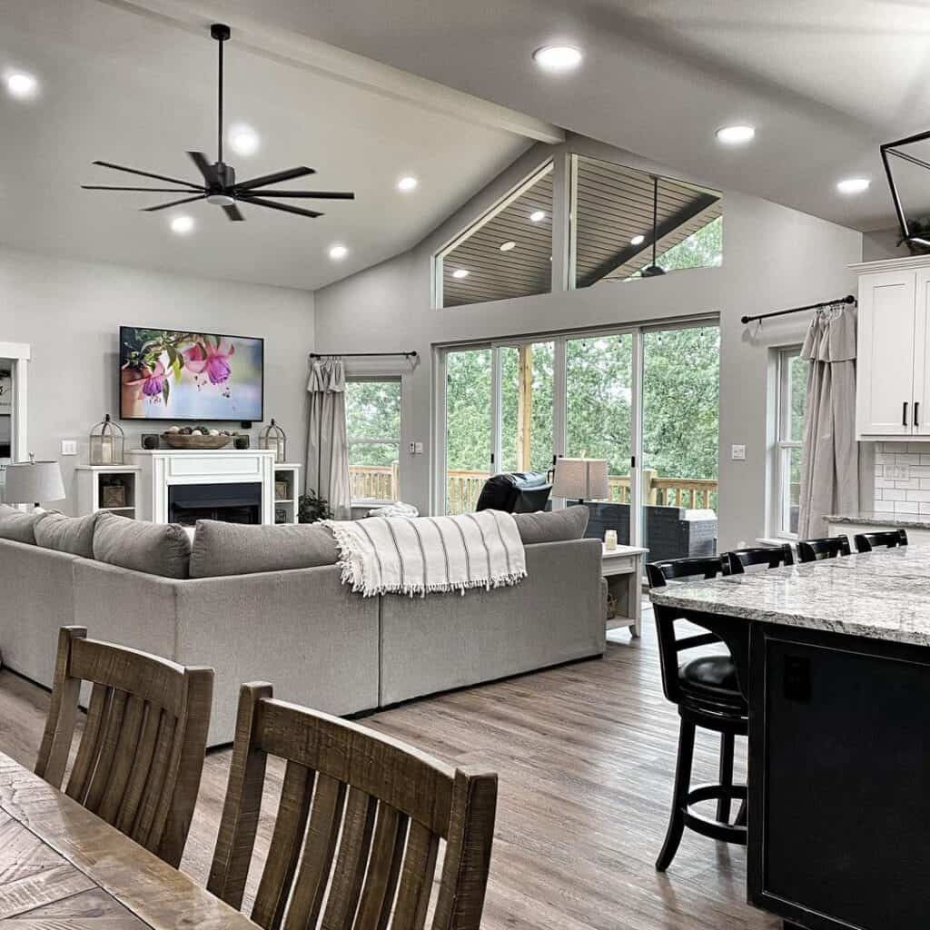 Agreeable Gray Living Space with Ceiling Fan