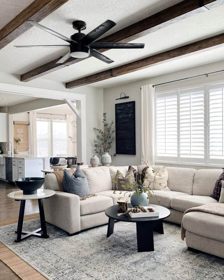 Living Room with Black Round Coffee Table