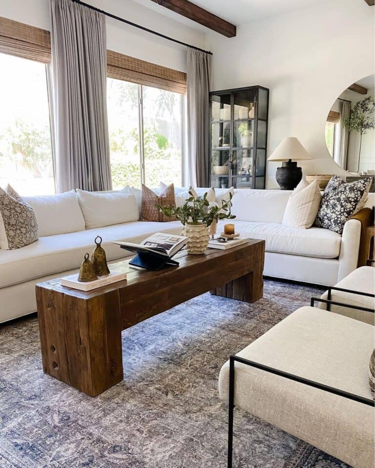 Living Room with White Sectional Sofa