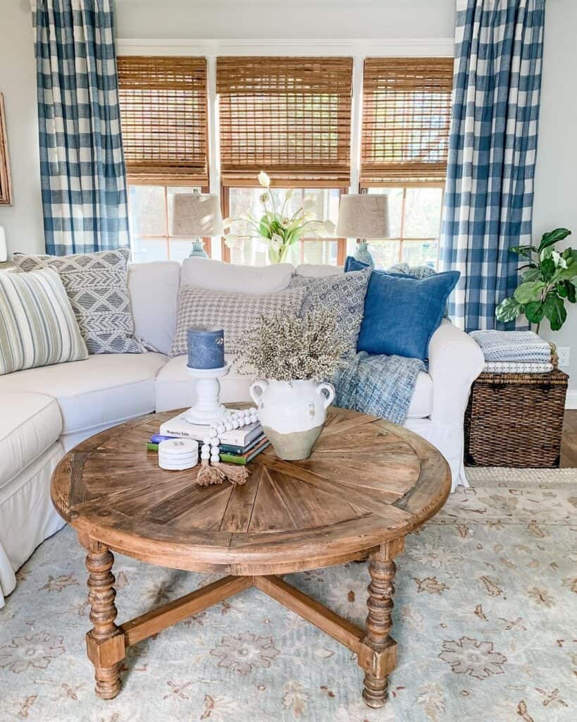 Rustic Wood Round Coffee Table