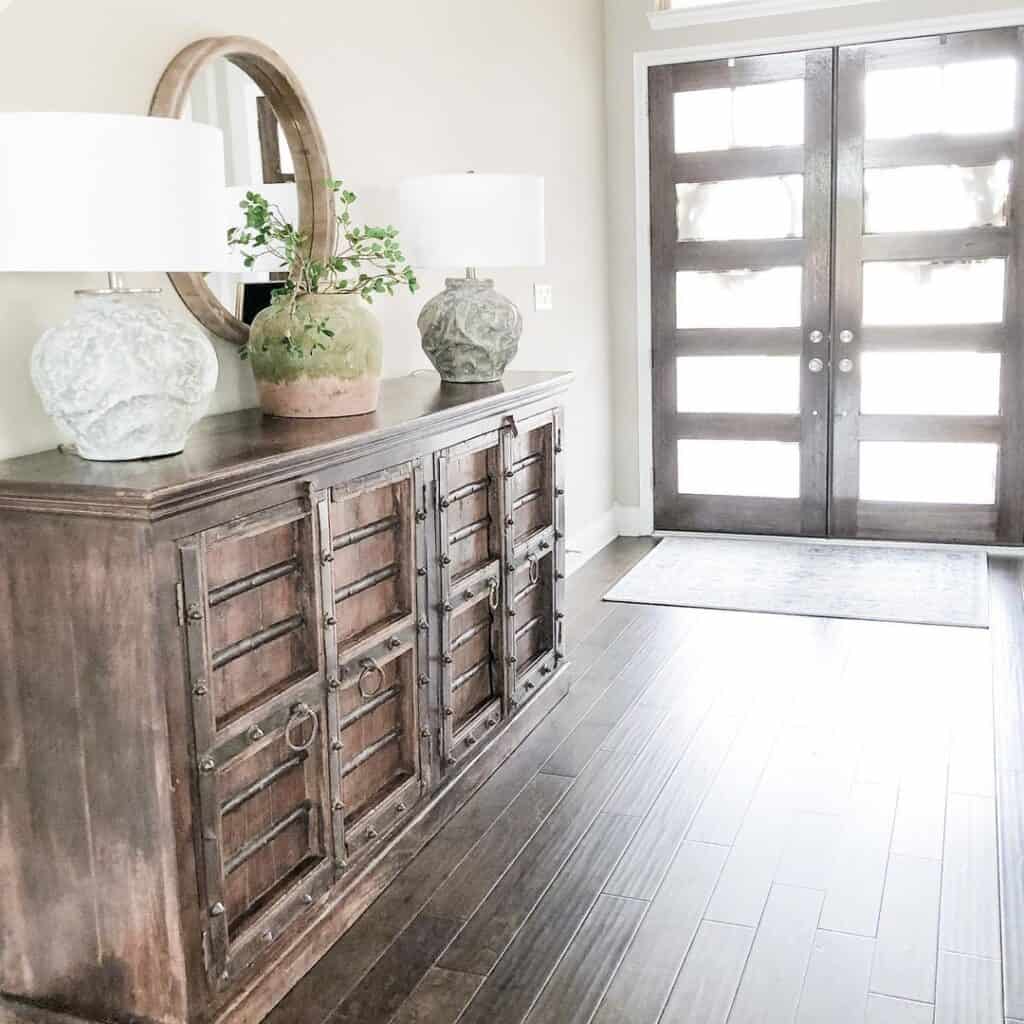 Double Front Door in Farmhouse Entryway