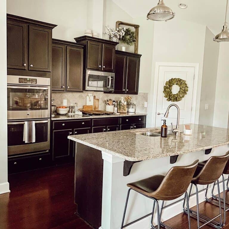 Beige and Black Countertop with Black Corbels