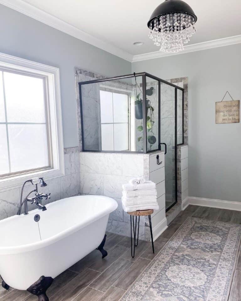 Bathroom with Claw Foot Tub Next to Shower