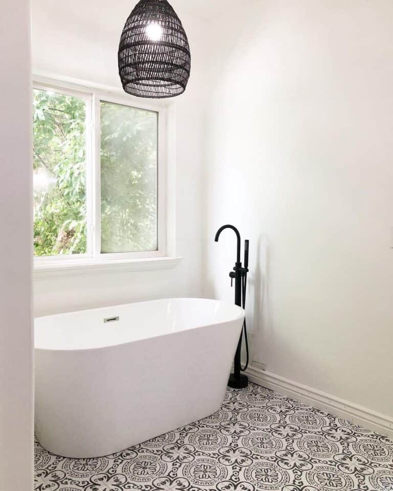 Mosaic Tile Bathroom with Freestanding Tub