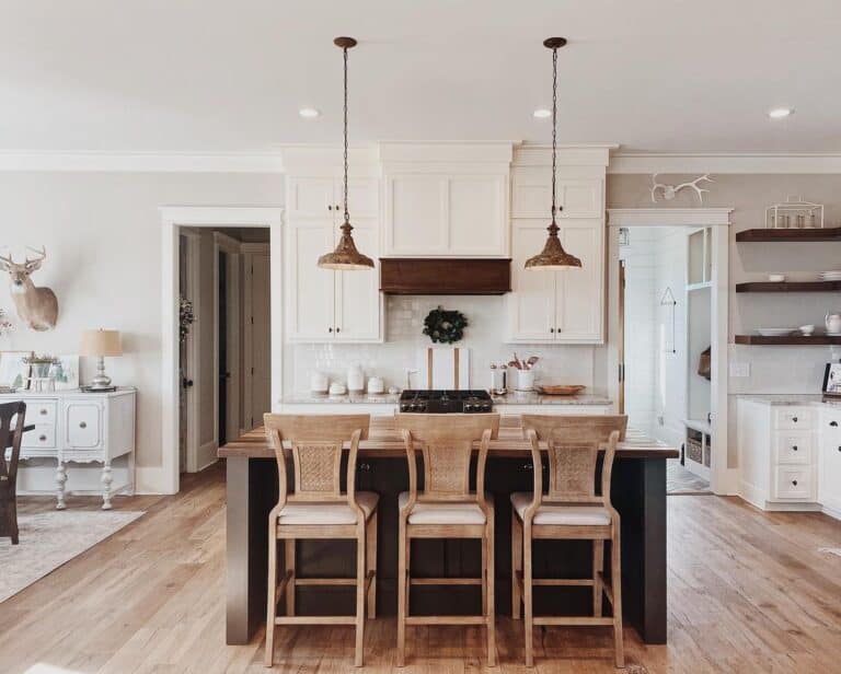 Black Kitchen Island with Breakfast Bar