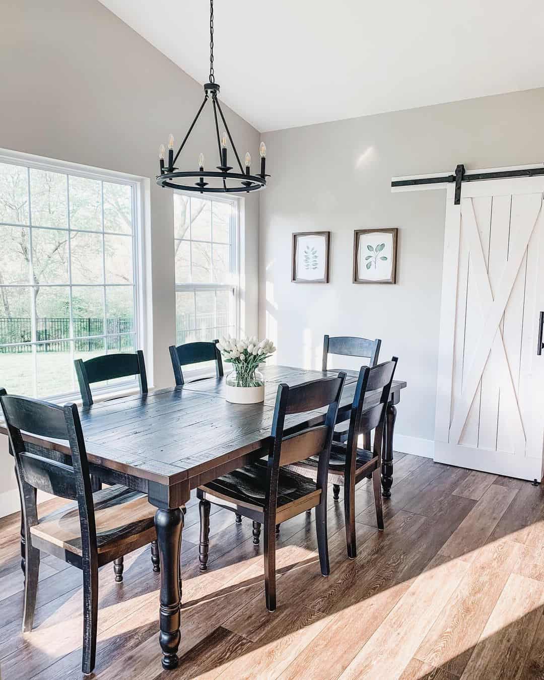 Dining Room with White Sliding Barn Door - Soul & Lane