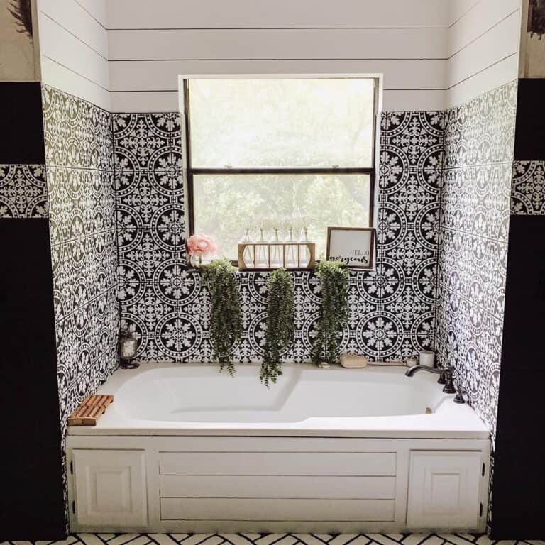 Black and White Bathroom Accent Wall