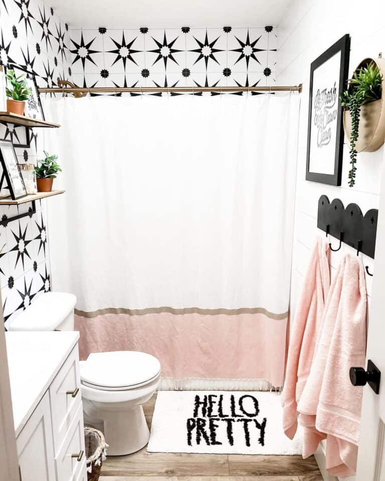 Black and White Mosaic Tub Shower Combo