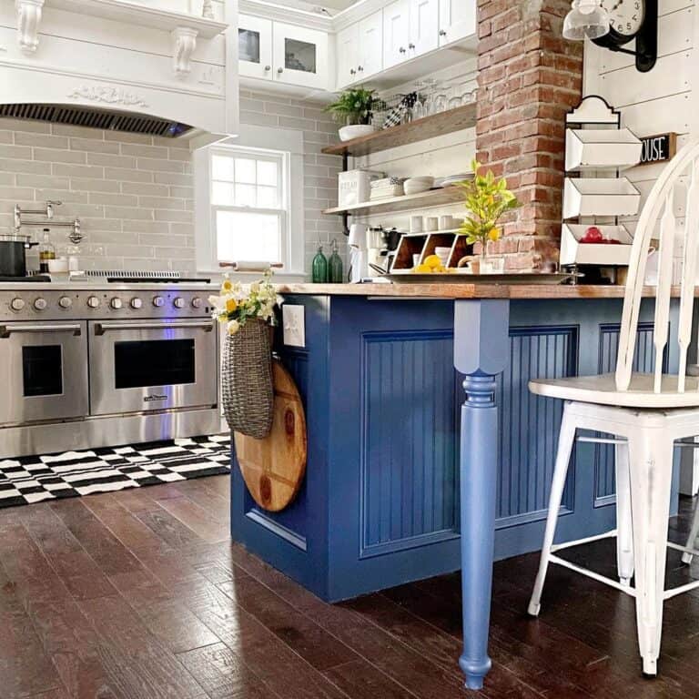 Blue Beadboard Kitchen Island on Legs