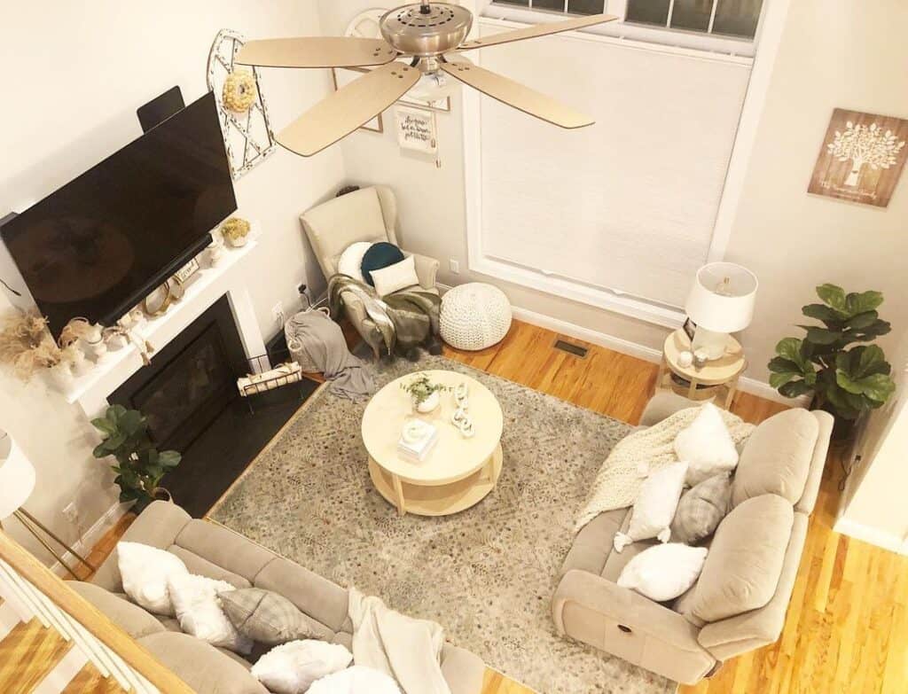 Brass Ceiling Fan with Beige Blades