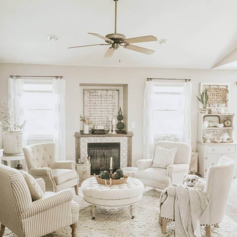 Brass Ceiling Fan with Light Wood Blades