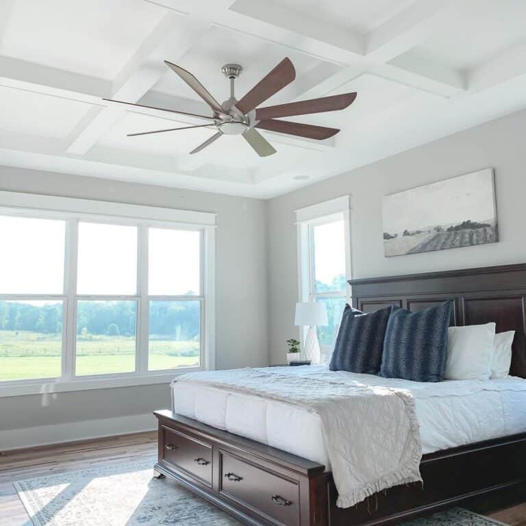 Coffered Ceiling with White Beams