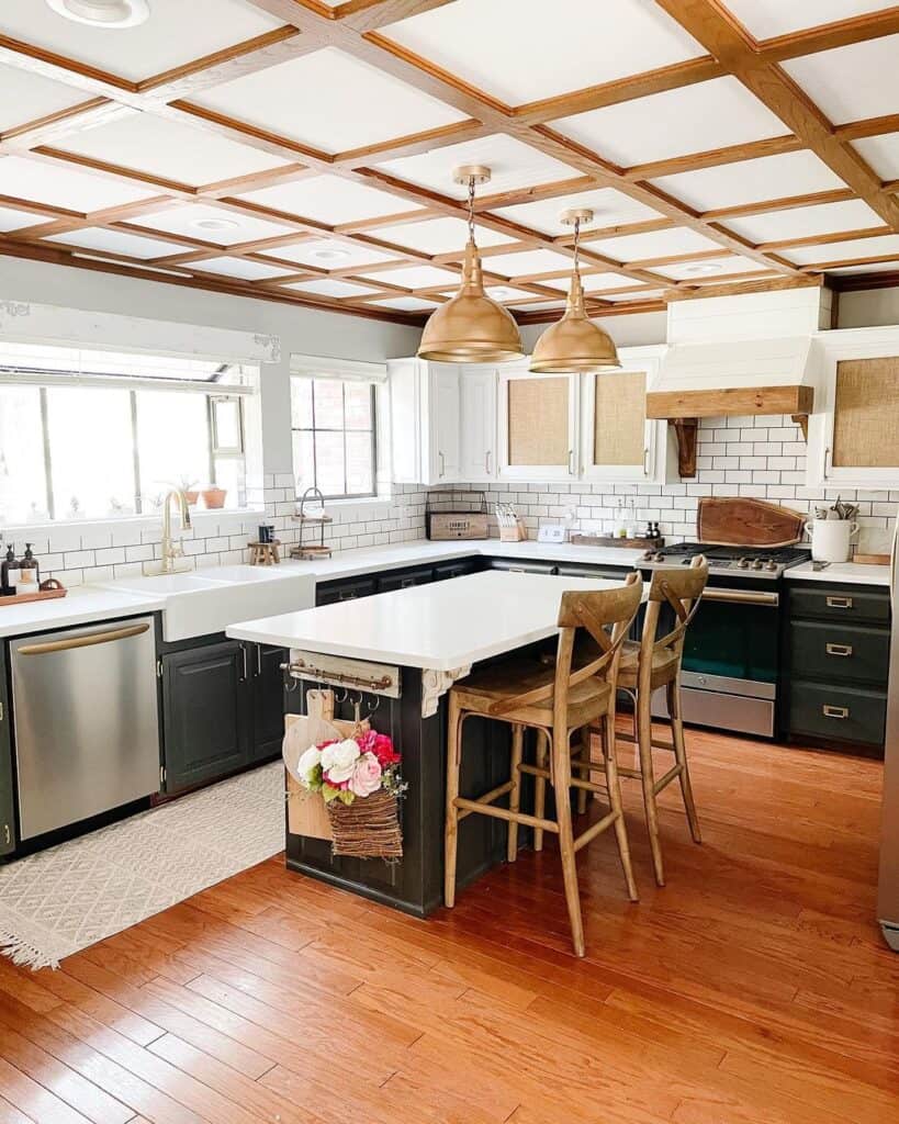 Dark Gray Kitchen Island with Beige Corbel