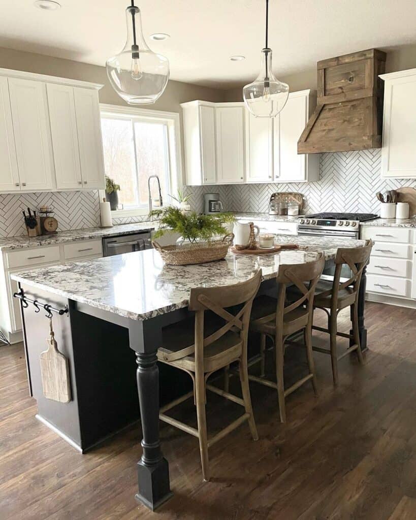 Dark Gray Kitchen Island with Table Seating