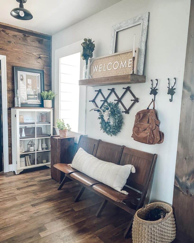 Dark Stained Wood Cinema Bench