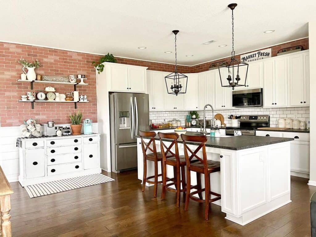 Dark Stained Wood Kitchen Island Bar Stools