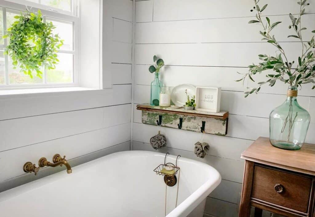 White and Airy Bathroom with Vintage Touches