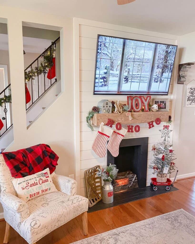 Electric Fireplace with Black Painted Brick Hearth