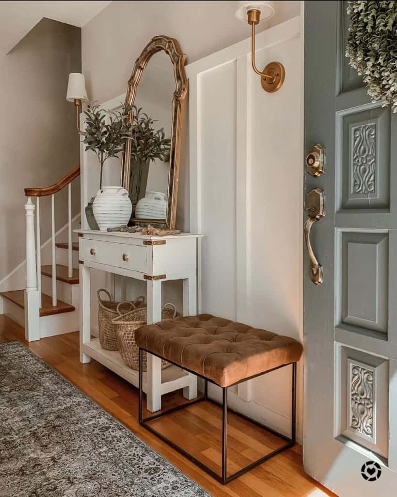 Entryway with White Floor Shelf Console Table
