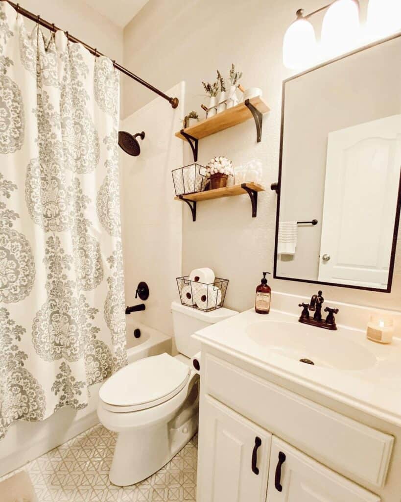 Farmhouse Bathroom with Bathtub Shower Combo