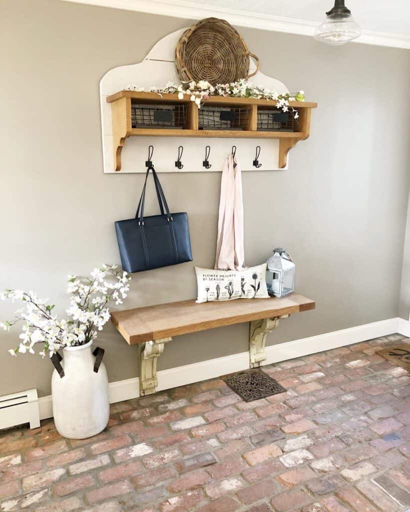 Farmhouse Entryway with Natural Brick Flooring