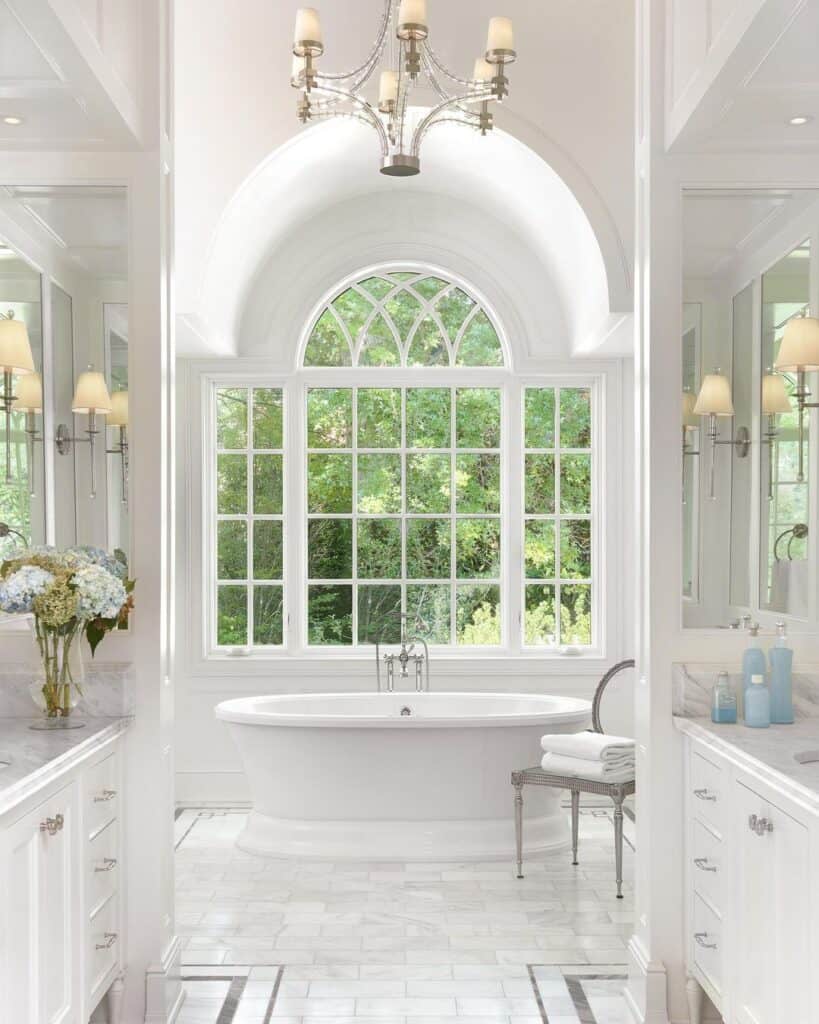 Light Grey Tile in a White Bathroom