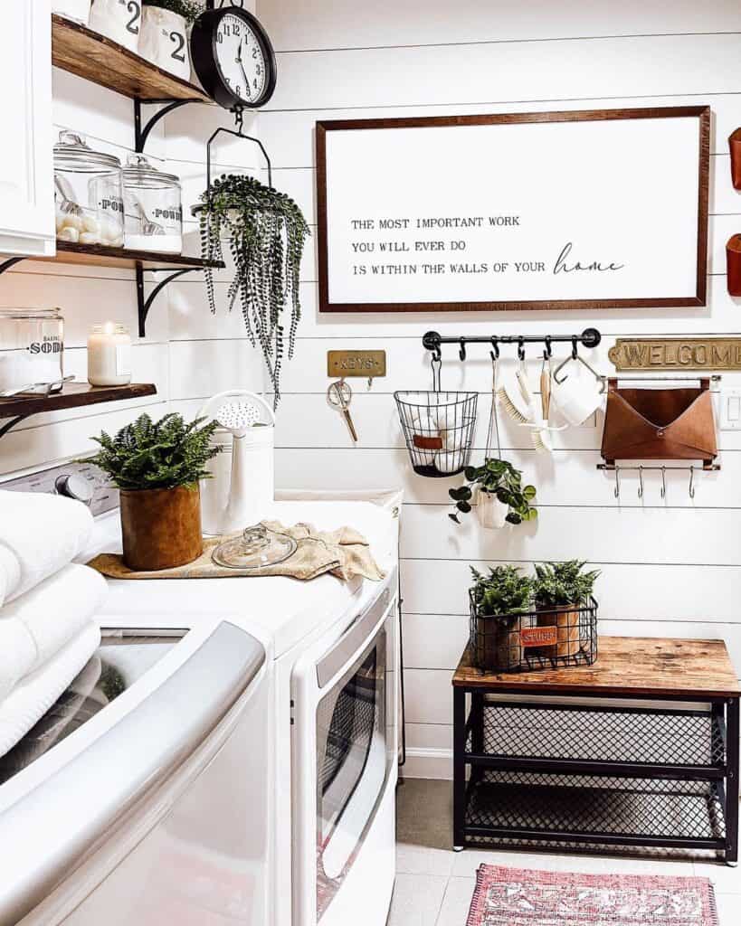 Laundry Room with Wood Frame Sign Décor