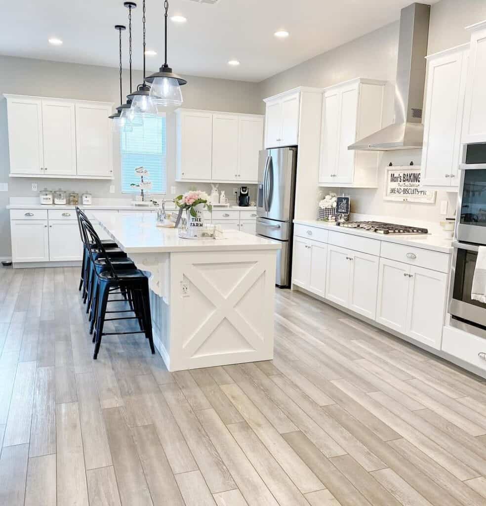 Kitchen Island X End Panel with White Corbel