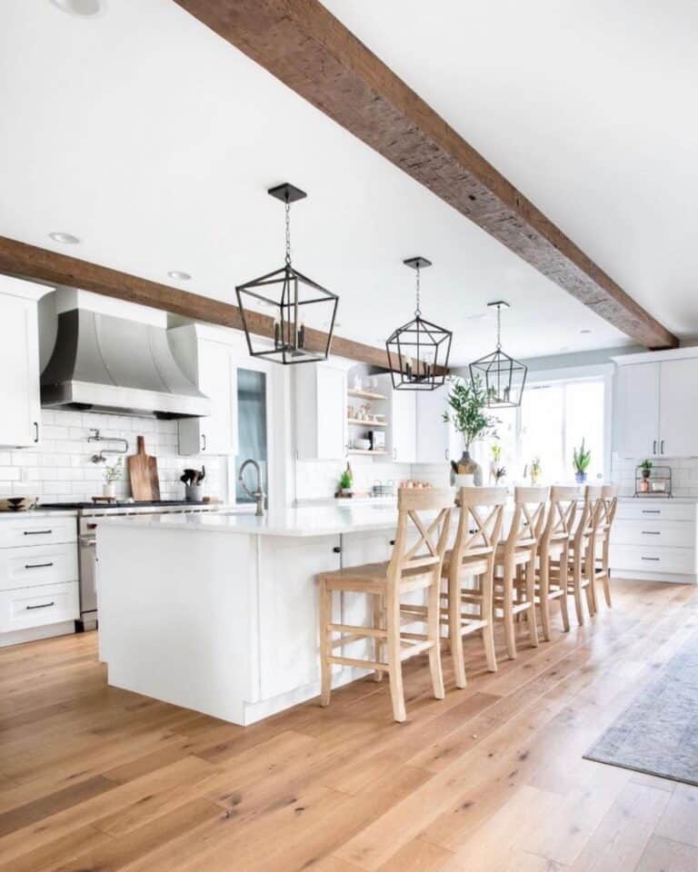 Kitchen Island with Light Wood Bar Stools