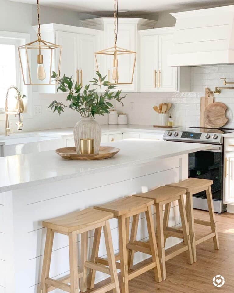 Kitchen Island with Light Wood Stools