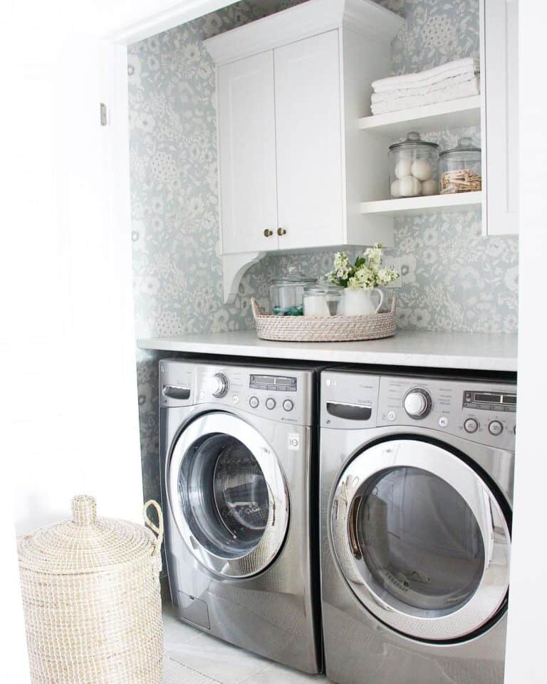 Laundry Closet with White Cabinets