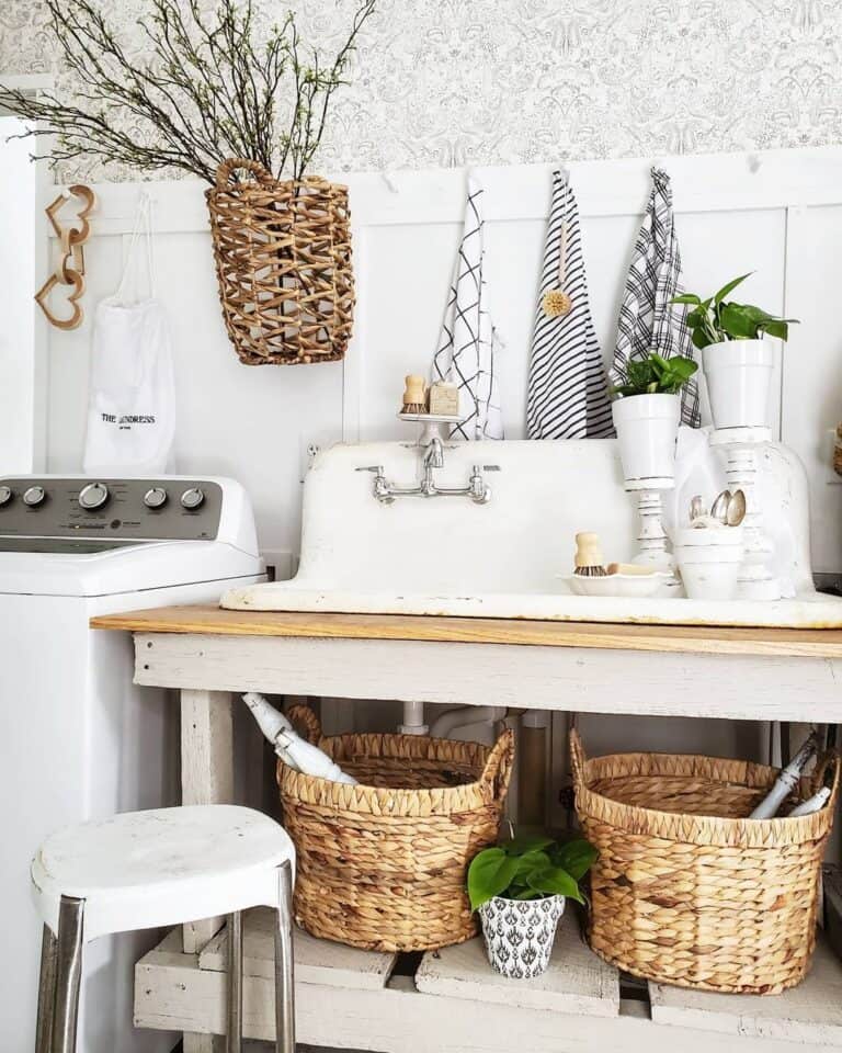 Laundry Room with Vintage Utility Sink
