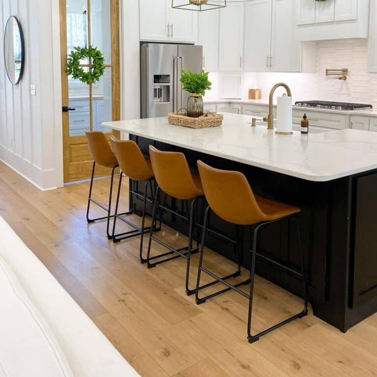 Light Brown Leather Kitchen Island Stools