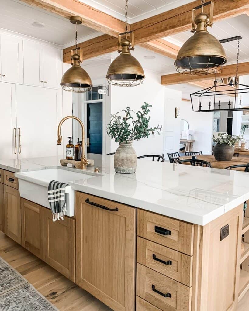 Light Stained Wood Kitchen Island