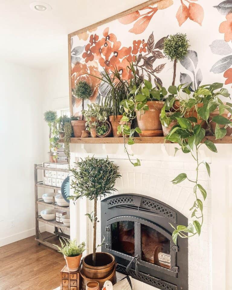 Mantel Accent Wall With Greenery