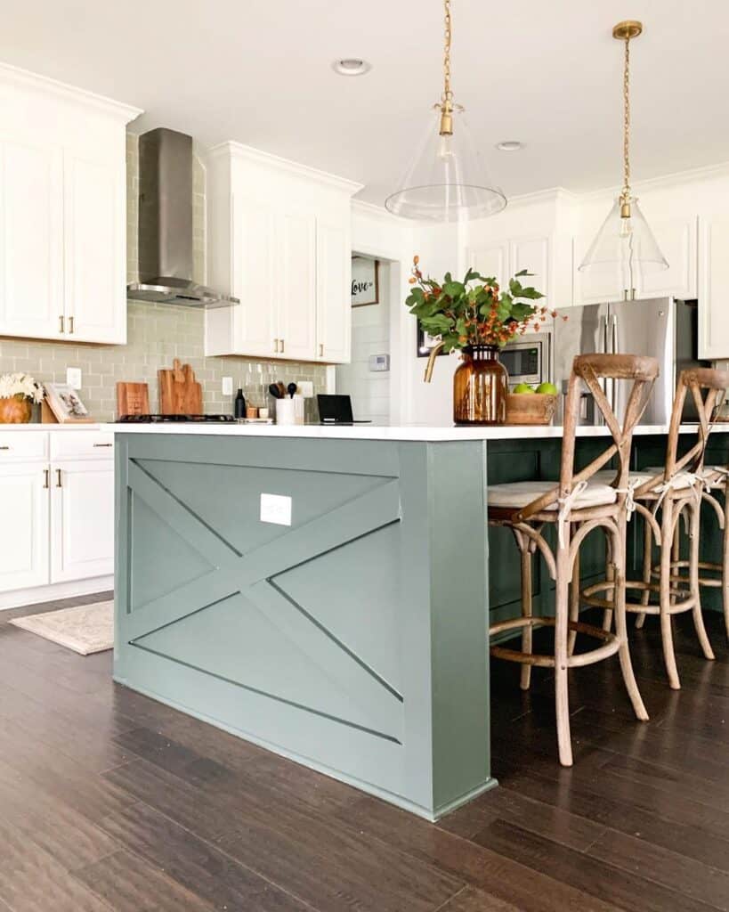 Muted Green Farmhouse Kitchen Island End Panel