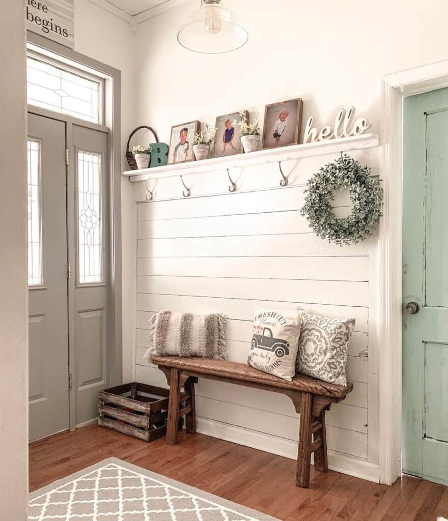 Narrow Wooden Entryway Bench