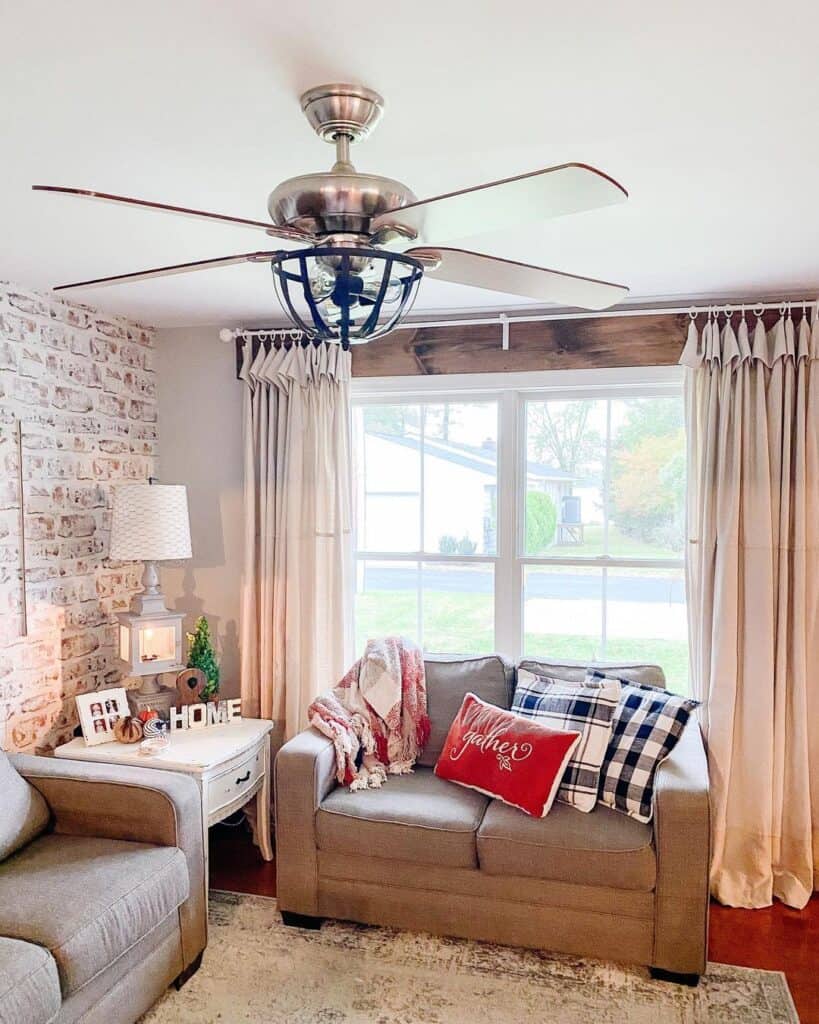 Nickel and Black Metal Cage Bowl Ceiling Fan