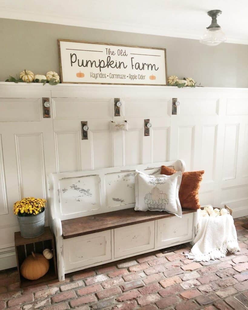 Rustic Two-toned Painted Wood Bench