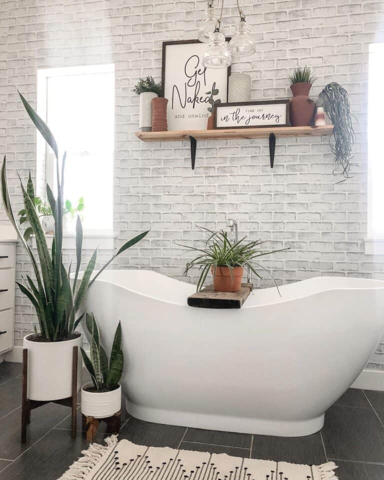 Rustic Wood Bath Tray on Soaking Tub