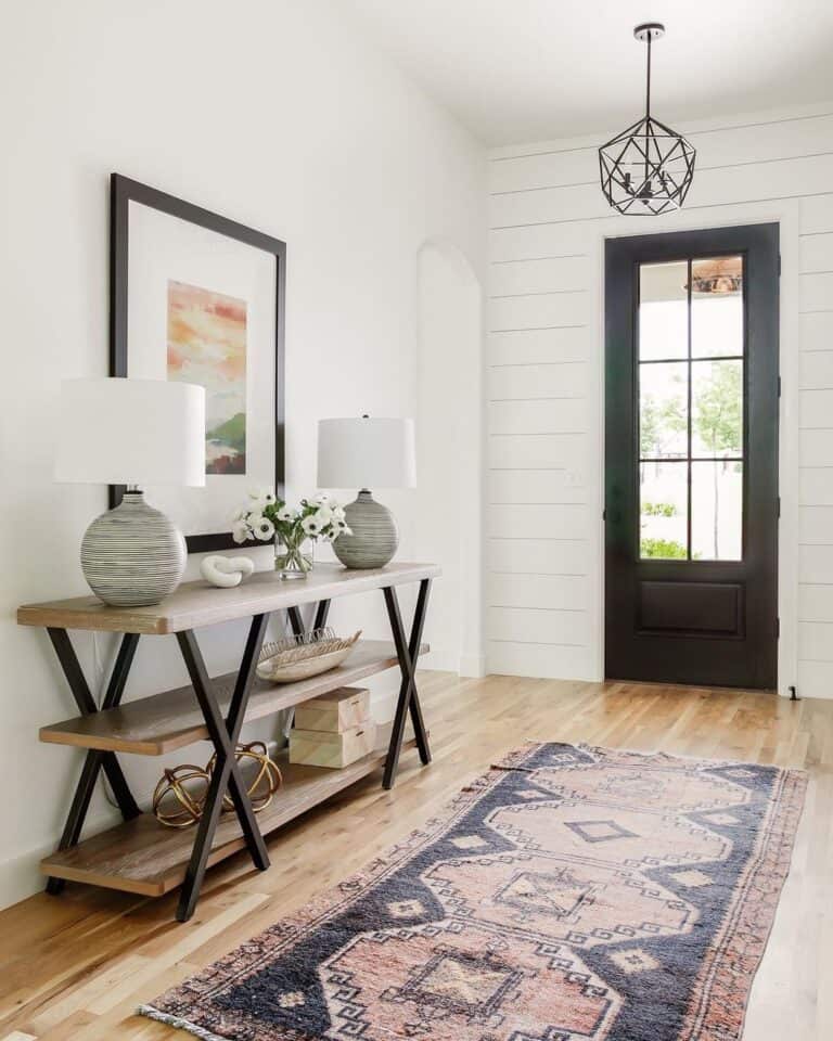 Entryway With Black Pendant Light